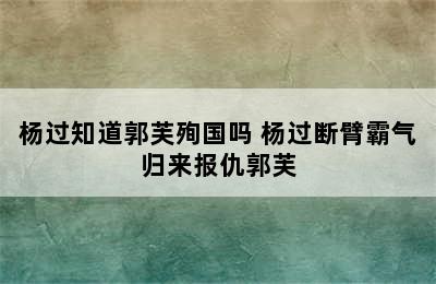 杨过知道郭芙殉国吗 杨过断臂霸气归来报仇郭芙